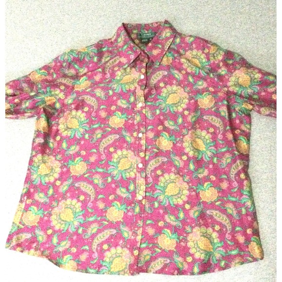 Lauren Ralph Lauren Tops - Ralph Lauren Paisley Pattern Silk Long Sleeves Shirt Sz 1X Vtg
